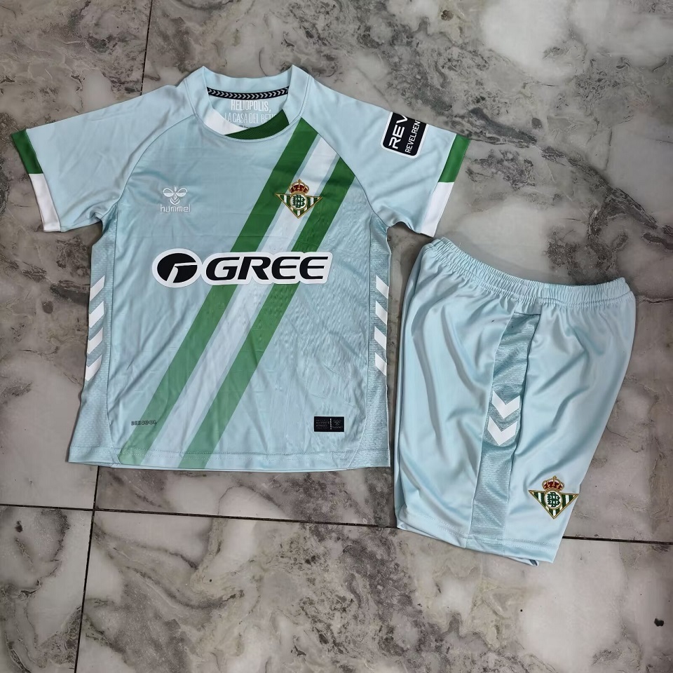 Kids-Real Betis 25/26 Away Blue Soccer Jersey